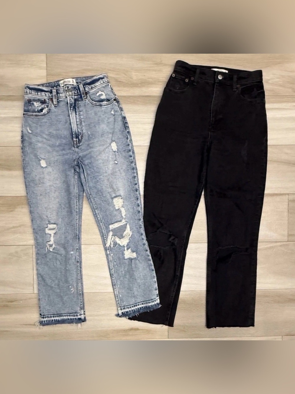 Abercrombie Fitch Lot 90s Straight Black & Ankle Straight Blue Jeans Size 24